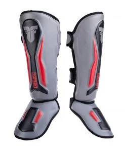 Fighter Shinguards Thai Ergo - Grey/red, FSG-004BGR