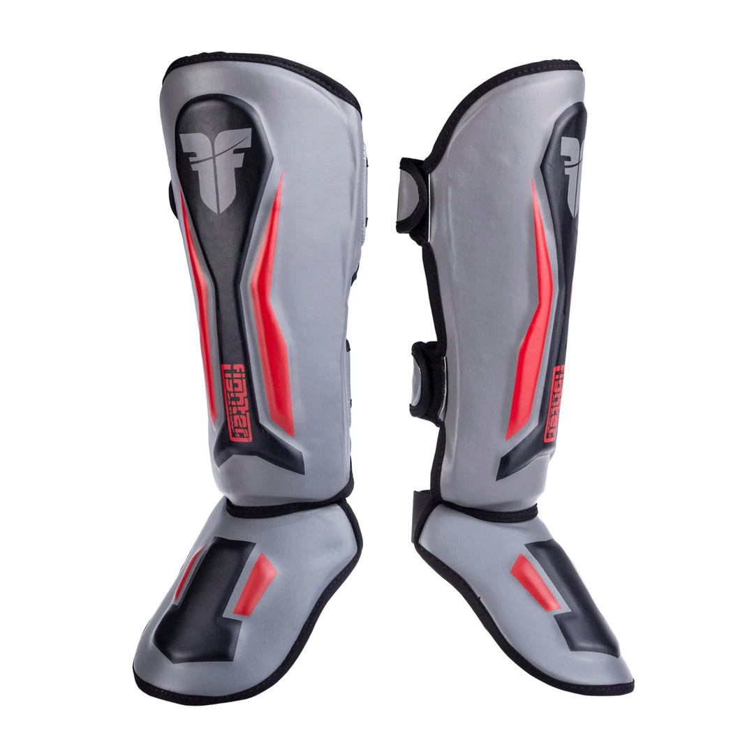 Fighter Shinguards Thai Ergo - Grey/red, FSG-004BGR 3 Fighter Shinguards Thai Ergo - Grey/red, FSG-004BGR