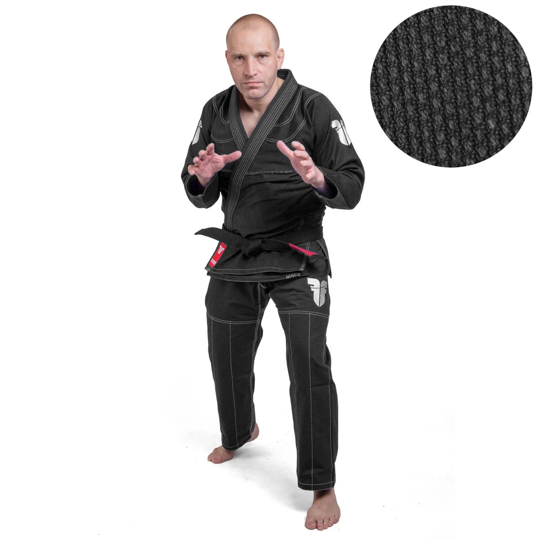 BJJ Uniforms Fighter BJJ Kimono Rice Straw - Black, BJJBL-09 3 BJJ Uniforms Fighter BJJ Kimono Rice Straw - Black, BJJBL-09