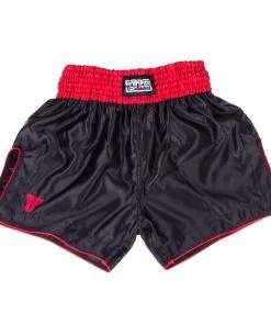 K1 & Thai Shorts Fighter Thai Trunks Bangkok Plain - Black/red, FP01