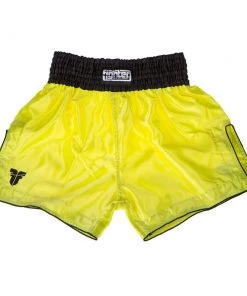 Fighter Thai Trunks Bangkok Plain - Neon Yellow/black, FP08 K1 & Thai Shorts