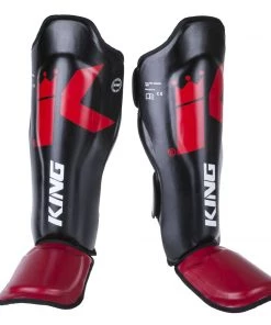 King Pro Boxing Shin Guards - Black/red, KPG-SG-95