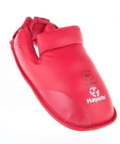 Hayashi PROTECTION Karate Kickprotector - Instep And Shin WKF - Red, 343-4N