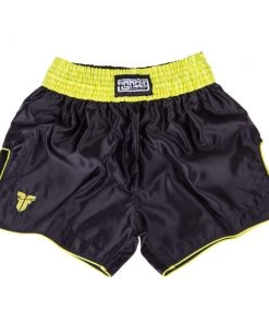 K1 & Thai Shorts Fighter Thai Trunks Bangkok Plain - Black/neon Yellow, FP10