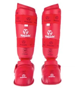 Hayashi PROTECTION Karate Kickprotector - Instep And Shin WKF - Red, 343-4N