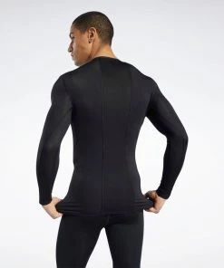 Workout T-Shirts Reebok Wor Compr Lo Sleeve Solid - Black, FP9105