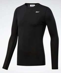 Workout T-Shirts Reebok Wor Compr Lo Sleeve Solid - Black, FP9105