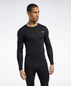 Workout T-Shirts Reebok Wor Compr Lo Sleeve Solid - Black, FP9105