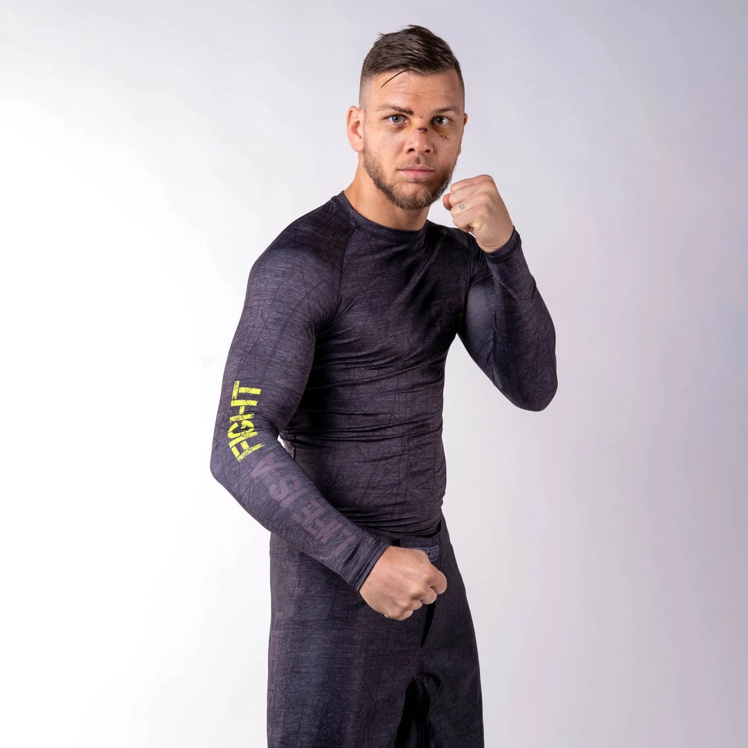 Rash Guard Fighter - Life Is A Fight - Grey, FRG-13 10 Rash Guard Fighter - Life Is A Fight - Grey, FRG-13