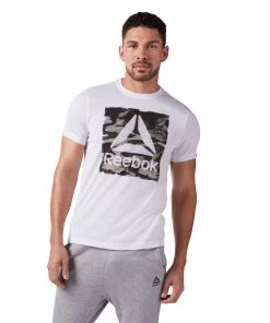 Reebok Camo Logo T-Shirt White, CF3848 T-Shirts