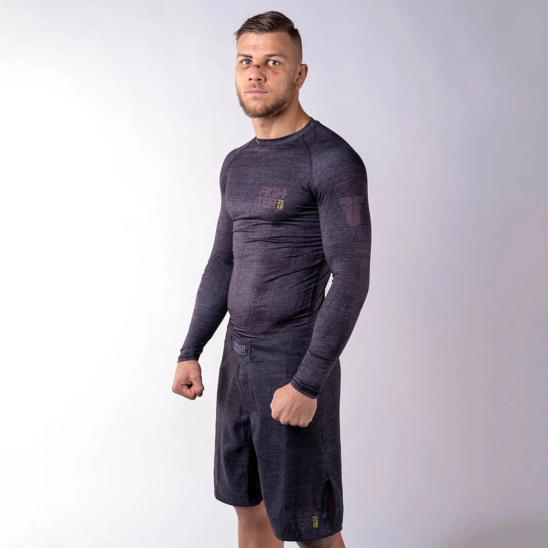 Rash Guard Fighter - Life Is A Fight - Grey, FRG-13 13 Rash Guard Fighter - Life Is A Fight - Grey, FRG-13