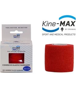 KinesioMAX TRAINING Kine-MAX Self-securing Elastic Bandage-5cm,7,5cm,10cm - Red, CEB5RED,CEB7RED,CEB10RED